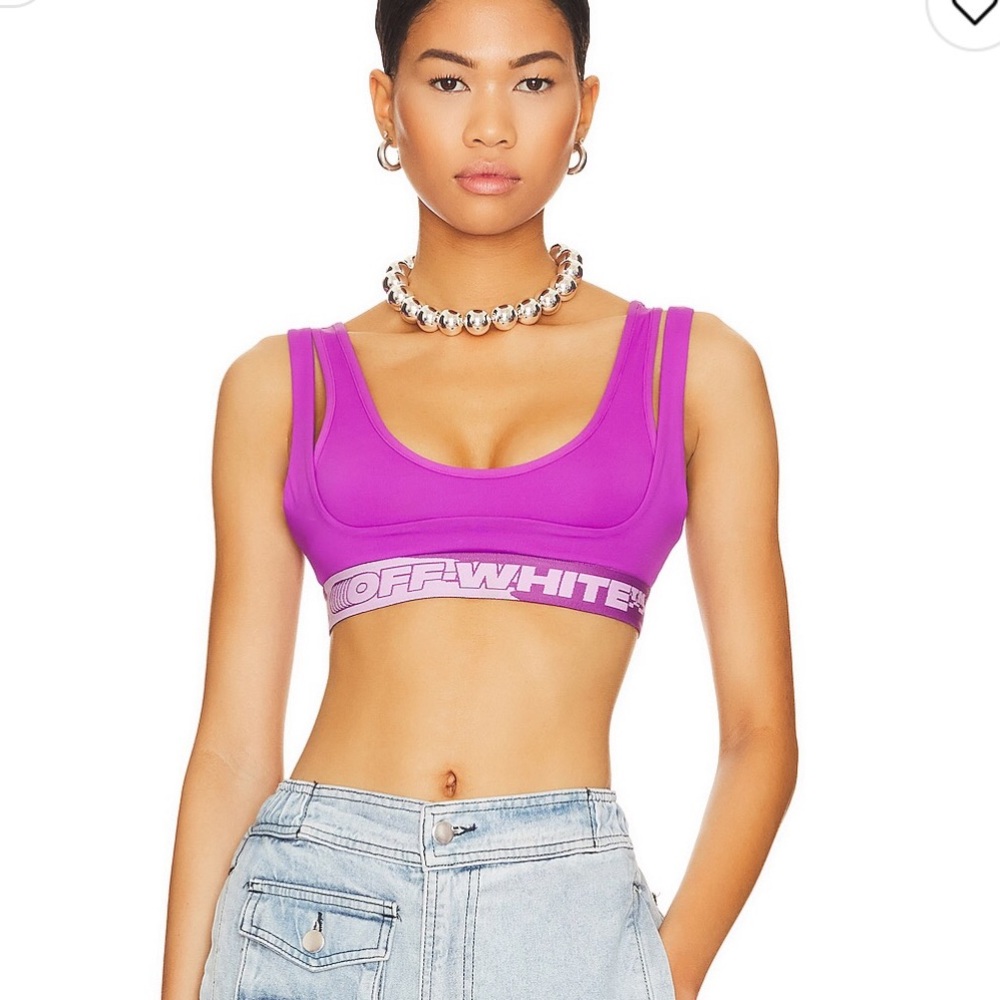 Off white logo band double layer bra top